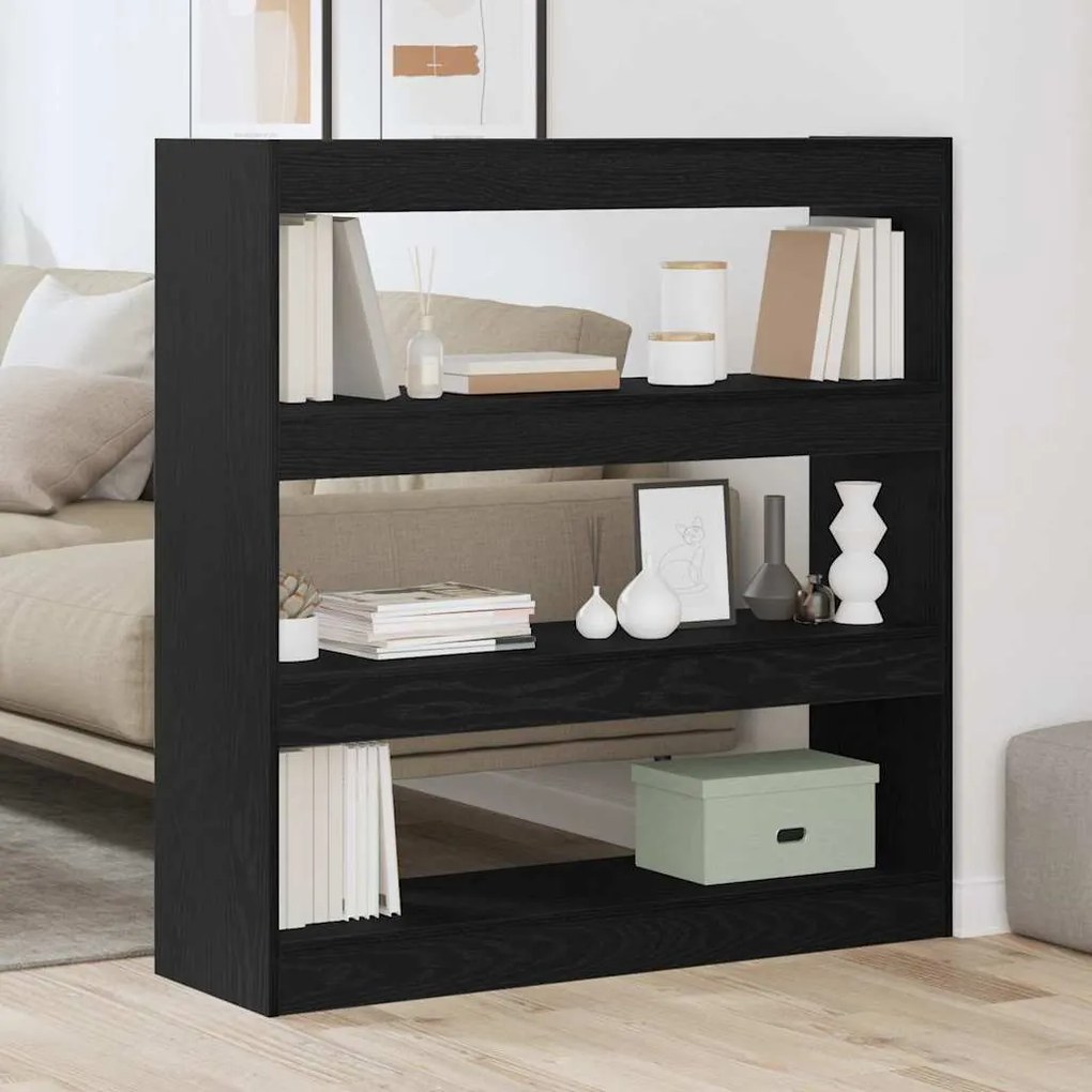 vidaXL Βιβλιοθήκη Μαύρη δρυς 100 x 30 x 103 εκ. Επεξεργασμένο ξύλο