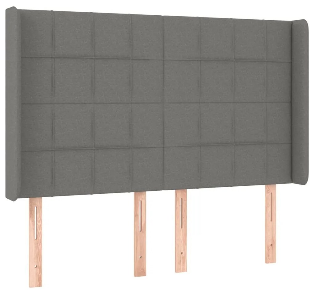 Κεφαλάρι Κρεβατιού LED Σκούρο Γκρι 147x16x118/128εκ. Υφασμάτινο - Γκρι