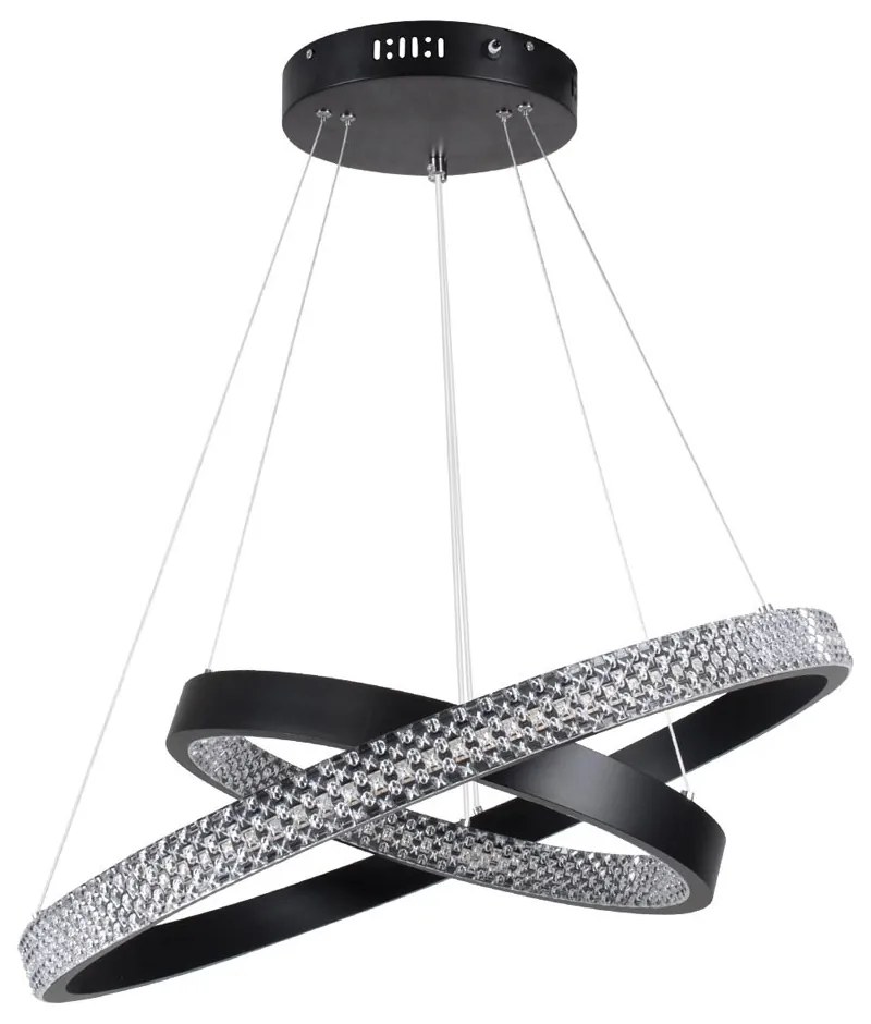 Φωτιστικό Οροφής Diamond Duo 61150-DECO Led 75W Φ40x60cm Black GloboStar