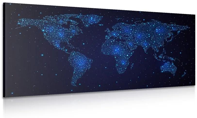 Εικόνα παγκόσμιου χάρτη με νυχτερινό ουρανό - 120x60