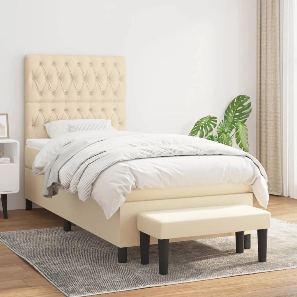 ΚΡΕΒΑΤΙ BOXSPRING ΜΕ ΣΤΡΩΜΑ ΚΡΕΜ 100 X 200 ΕΚ. ΥΦΑΣΜΑΤΙΝΟ 3136818