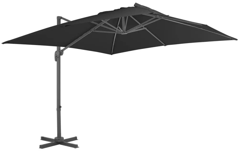 Ομπρέλα Κρεμαστή Μαύρη 3 x 3 μ. με Ιστό Αλουμινίου - Μαύρο