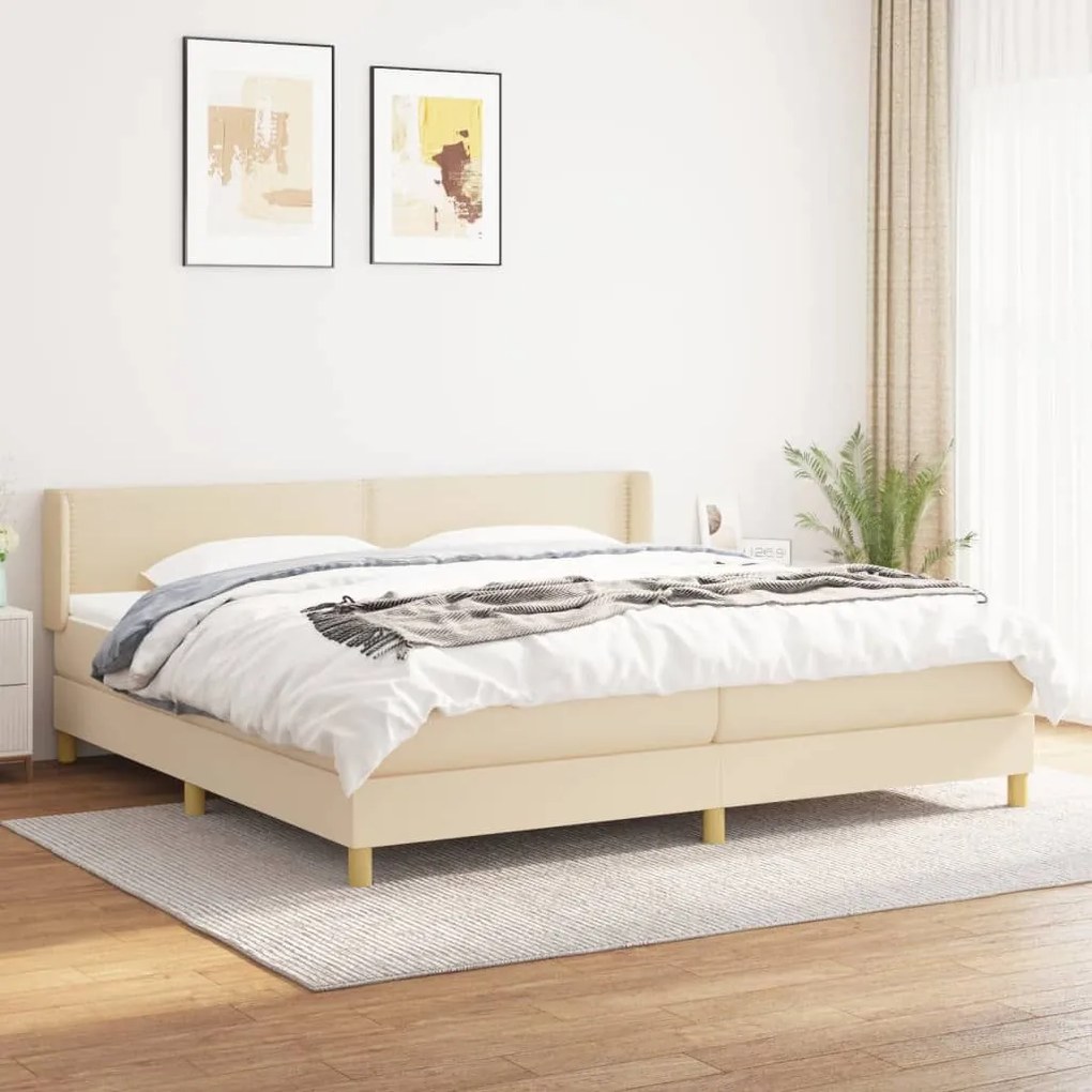 ΚΡΕΒΑΤΙ BOXSPRING ΜΕ ΣΤΡΩΜΑ ΚΡΕΜ 200X200 ΕΚ. ΥΦΑΣΜΑΤΙΝΟ 3130222