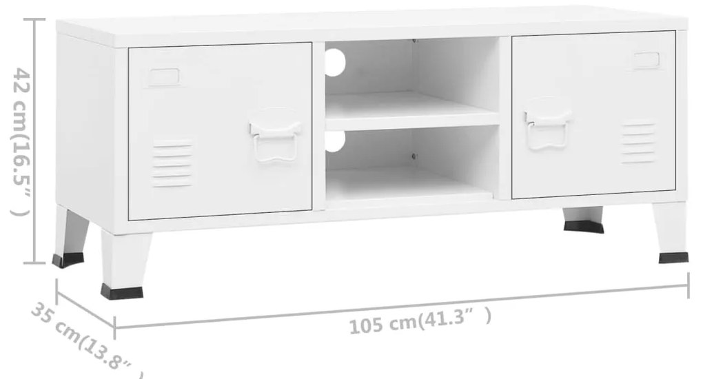 Έπιπλο Τηλεόρασης Βιομηχανικό Λευκό 105 x 35 x 42 εκ. Μεταλλικό - Λευκό