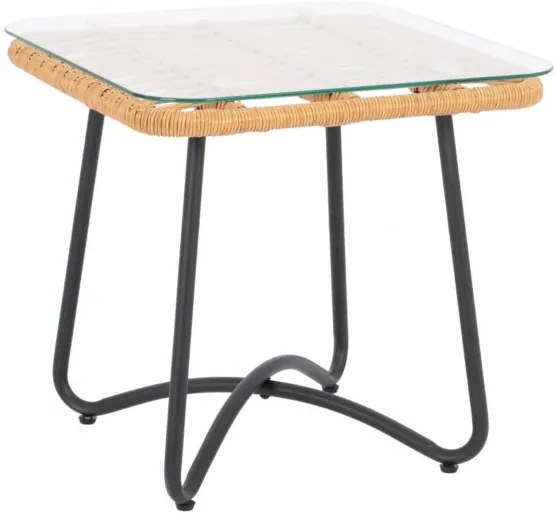 ΤΡΑΠΕΖΙ ΜΕΤΑΛΛΙΚΟ GERRY HM5717 ΜΕ WICKER ΜΠΕΖ 50x50x48,5 εκ.