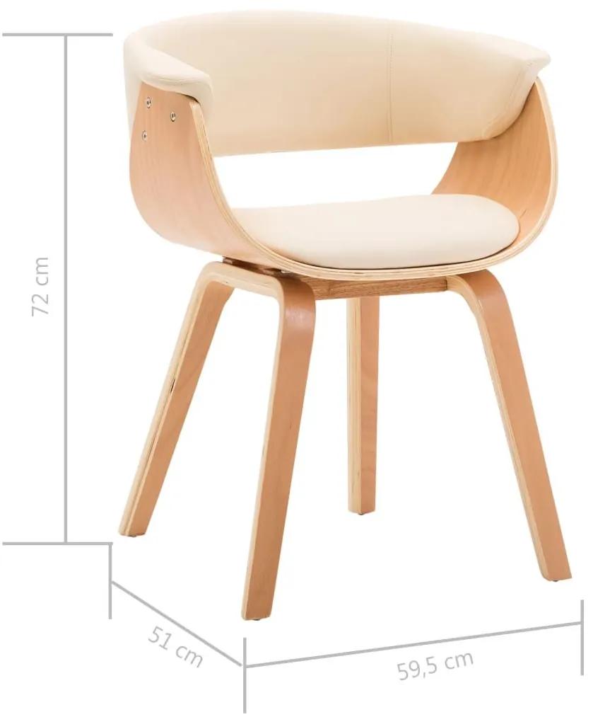 Καρέκλα Τραπεζαρίας Κρεμ από Λυγισμένο Ξύλο και Συνθετικό Δέρμα - Κρεμ