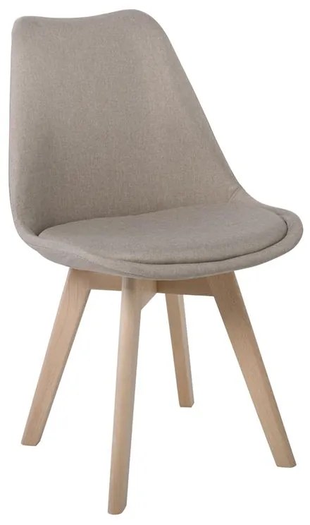 MARTIN Καρέκλα Οξιά Φυσικό, Ύφασμα Μπεζ, Μονταρισμένη Ταπετσαρία 49x57x82cm