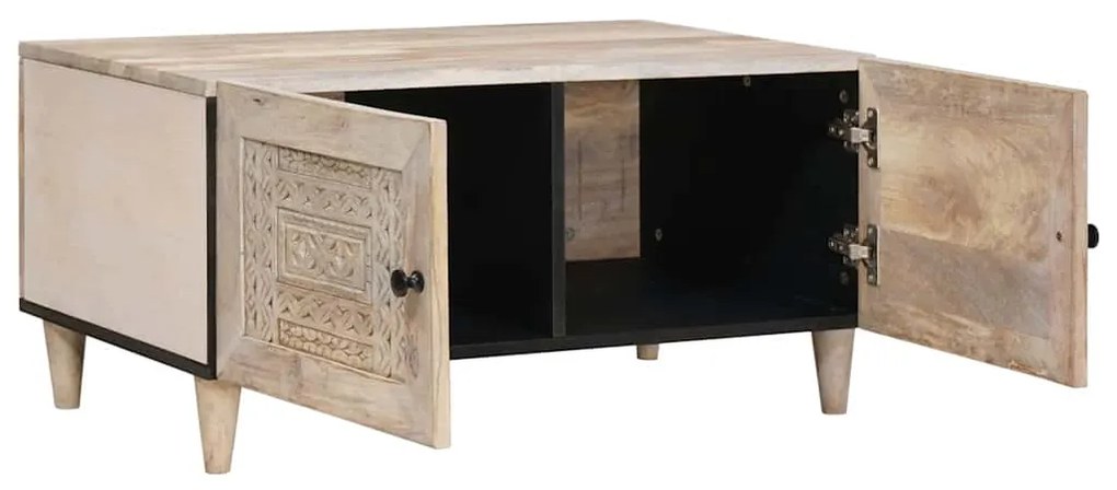 vidaXL Τραπεζάκι σαλονιού Μπεζ 80 x 50 x 40 cm Μασίφ ξύλο μάνγκο