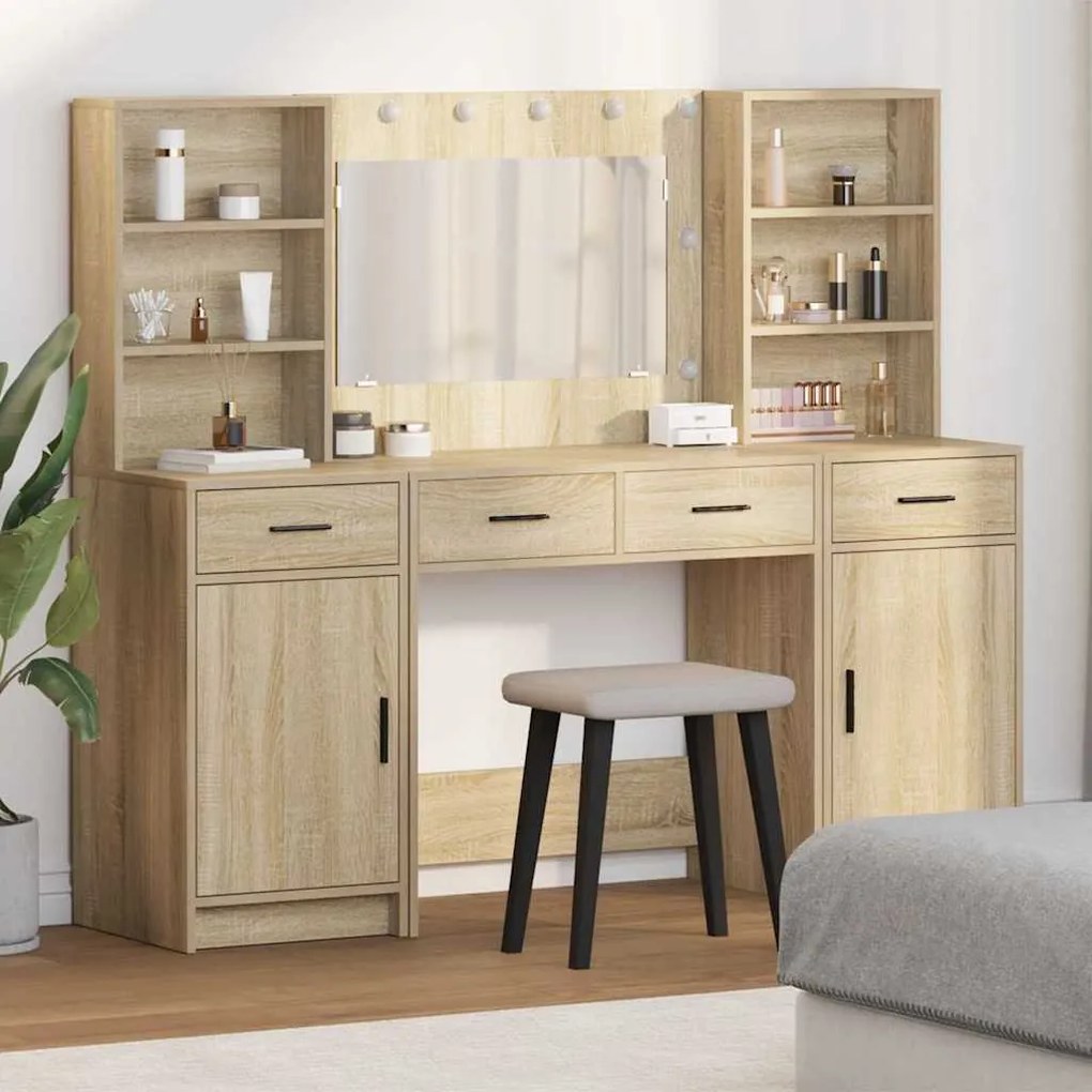 vidaXL Σετ Τραπεζιού Μακιγιάζ 3 pcs Δρύς Sonoma 78.5 x 41 x 135 εκ