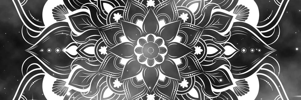 Εικόνα μοντέρνα Mandala με ανατολίτικο μοτίβο σε μαύρο & άσπρο - 120x40