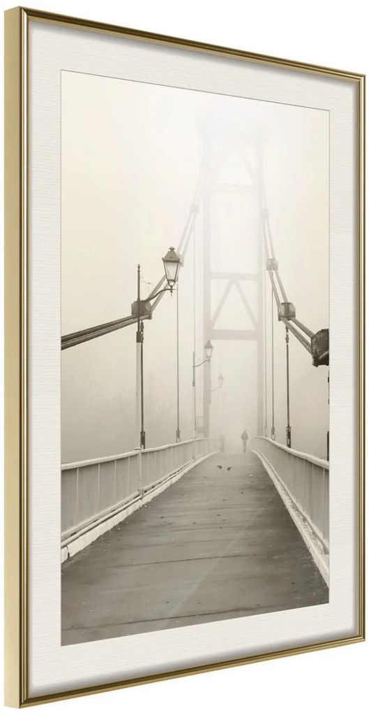 Αφίσα - Bridge Disappearing into Fog - 20x30 - Χρυσό - Με πασπαρτού