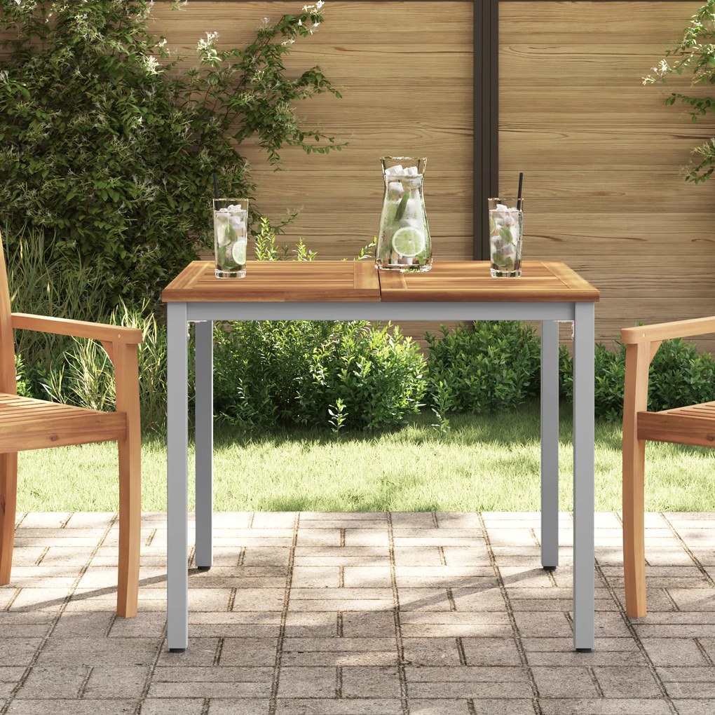 vidaXL τραπέζι κήπου 90x90x75 εκ από ακακία και μέταλλο