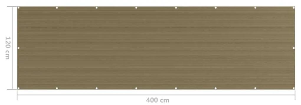 Διαχωριστικό Βεράντας Taupe 120 x 400 εκ. από HDPE - Μπεζ-Γκρι