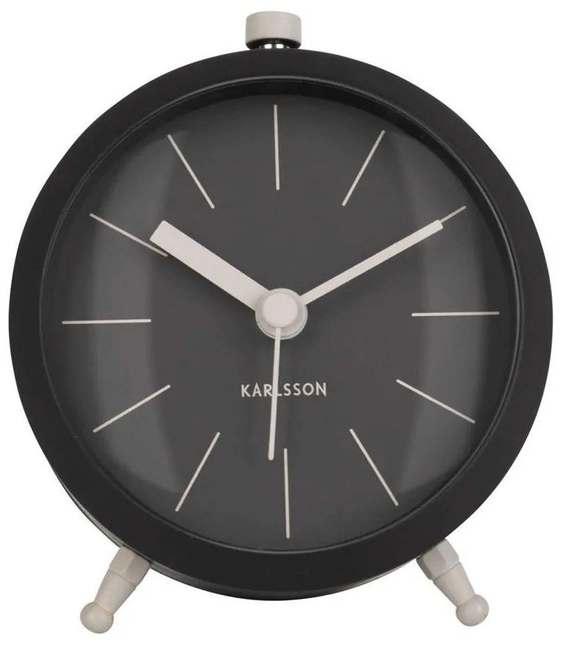 Ρολόι Επιτραπέζιο - Ξυπνητήρι Button KA5778BK Φ9x10,5cm Black Karlsson Metal