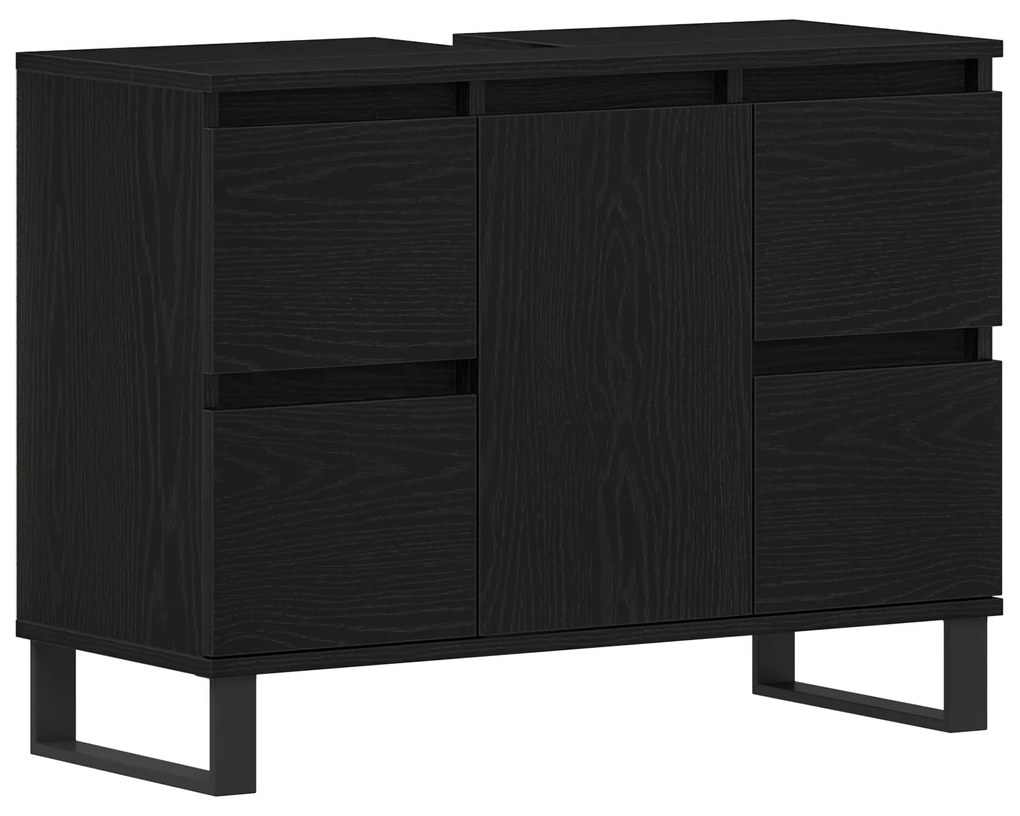 vidaXL Ντουλάπι για νιπτήρα Μαύρο Δρυς 80x33x60 εκ Επεξεργασμένο ξύλο