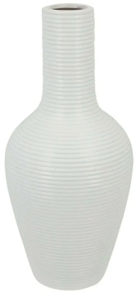 Βάζο - Μπουκάλι Γραμμωτό 15-00-22510-35 Φ14x31cm White Marhome Κεραμικό