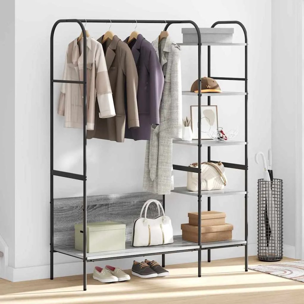 vidaXL Ράφι Ρούχων με ράφι Γκρι 120 x 44 x 160 εκ Επεξεργασμένο ξύλο
