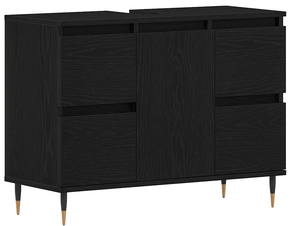 vidaXL Ντουλάπα Νιπτήρα Mπάνιου με συρτάρι Μαύρη Οξυά 80 x 33 x 60 εκ