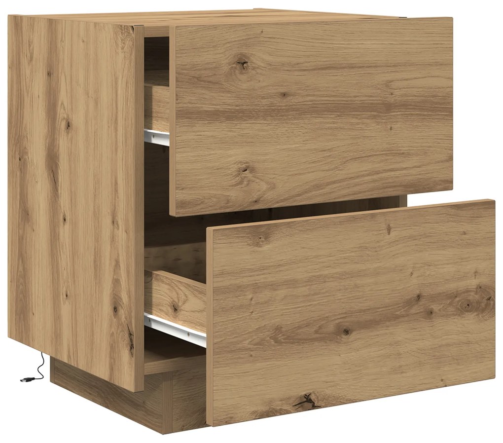vidaXL Κομοδίνο με LED Φωτιστικά Artisan Oak 45x40x55 εκ.