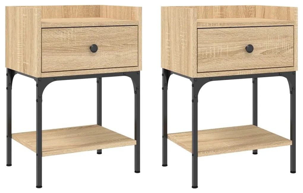 vidaXL Κομοδίνα 2 τεμ. Sonoma Δρυς 40,5x31x60 εκ. Επεξεργασμένο Ξύλο