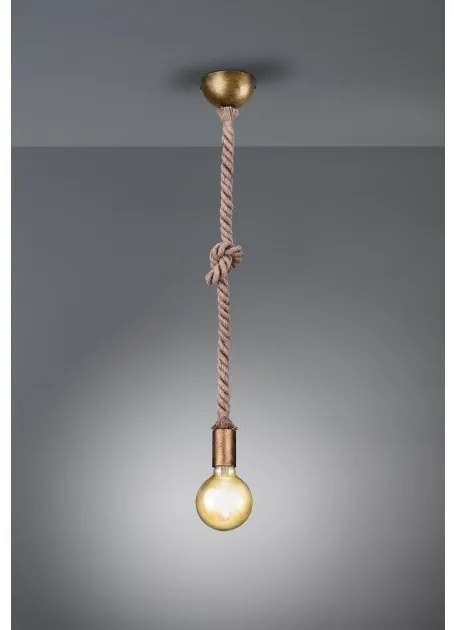 Κρεμαστό Φωτιστικό Οροφής 1xE27 Σχοινί Rope 310100104 Trio Lighting-310100104-Ορείχαλκος 310100104
