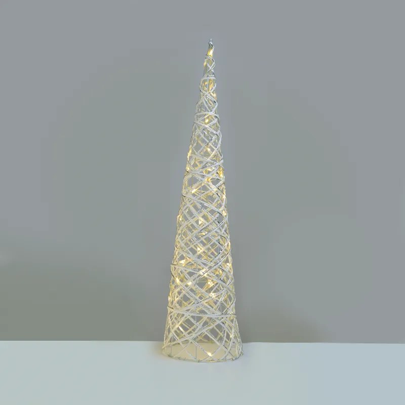 "WHITE &amp; SILVER CONE TREE" 40 MINI WW LED ΛΑΜΠ. ΜΠΑΤ. 3ΧΑΑ,IP20 Φ20.5X80CM ACA X11401118