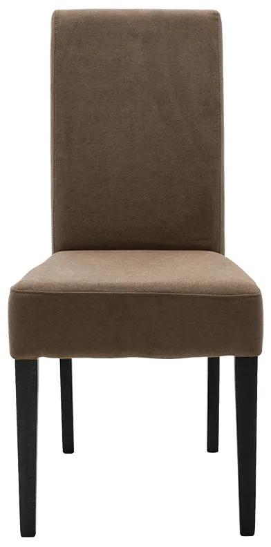 Καρέκλα Ditta pakoworld ύφασμα ανοικτό καφέ-πόδι μασίφ ξύλο μαύρο - Ύφασμα - 047-000048