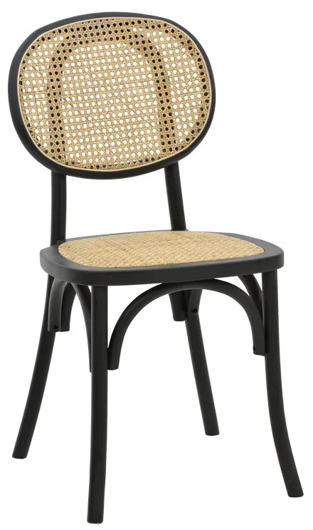 Καρέκλα Zoel pakoworld μαύρο ξύλο οξιάς-φυσικό rattan 45x52x82εκ