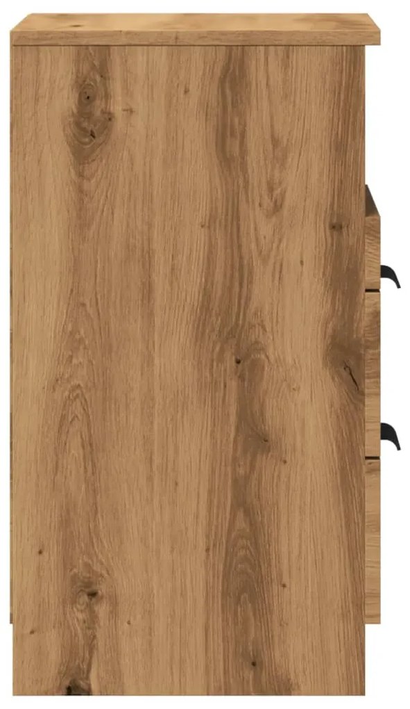 Κομοδίνα 2 τεμ.Αρτισιανή Δρυς 40x36x65 εκ. Επεξ. Ξύλο - Καφέ