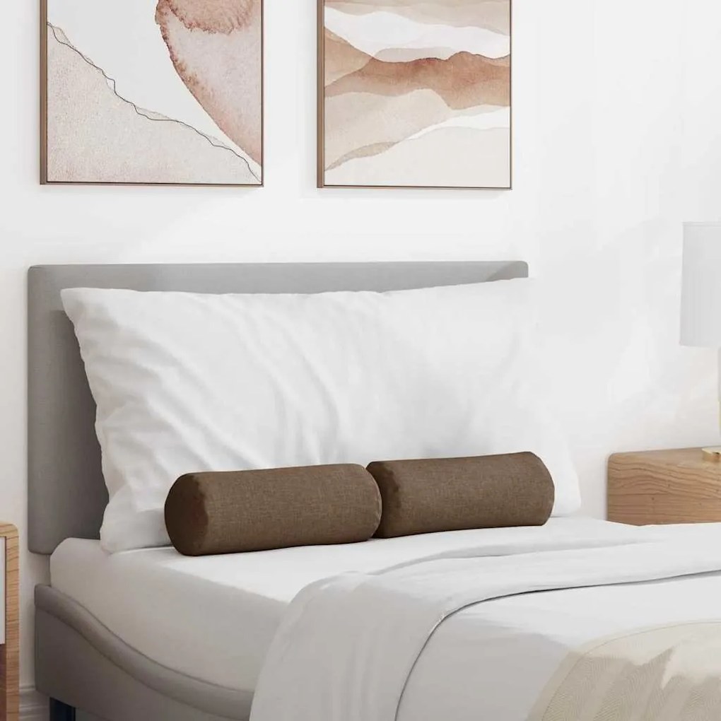 vidaXL Μαξιλάρια Στήριγμα 2 pcs Καφέ Ø 15 x 40 εκ ύφασμα