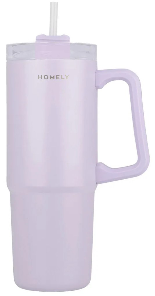Κούπα Θερμός Με Λαβή &amp; Καλαμάκι 900ml Homely Tumbler Lavender Fog 01-34528