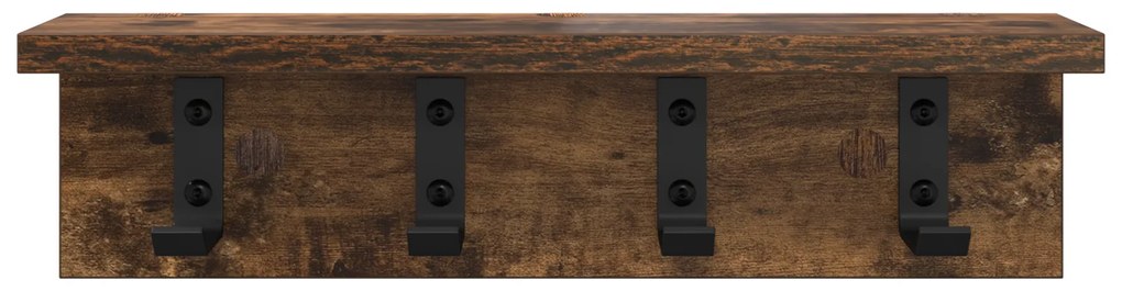 vidaXL Τοίχου Κρεμάστρα με ράφι Καπνιστή δρυς 40 x 10.5 x 10.5 εκ