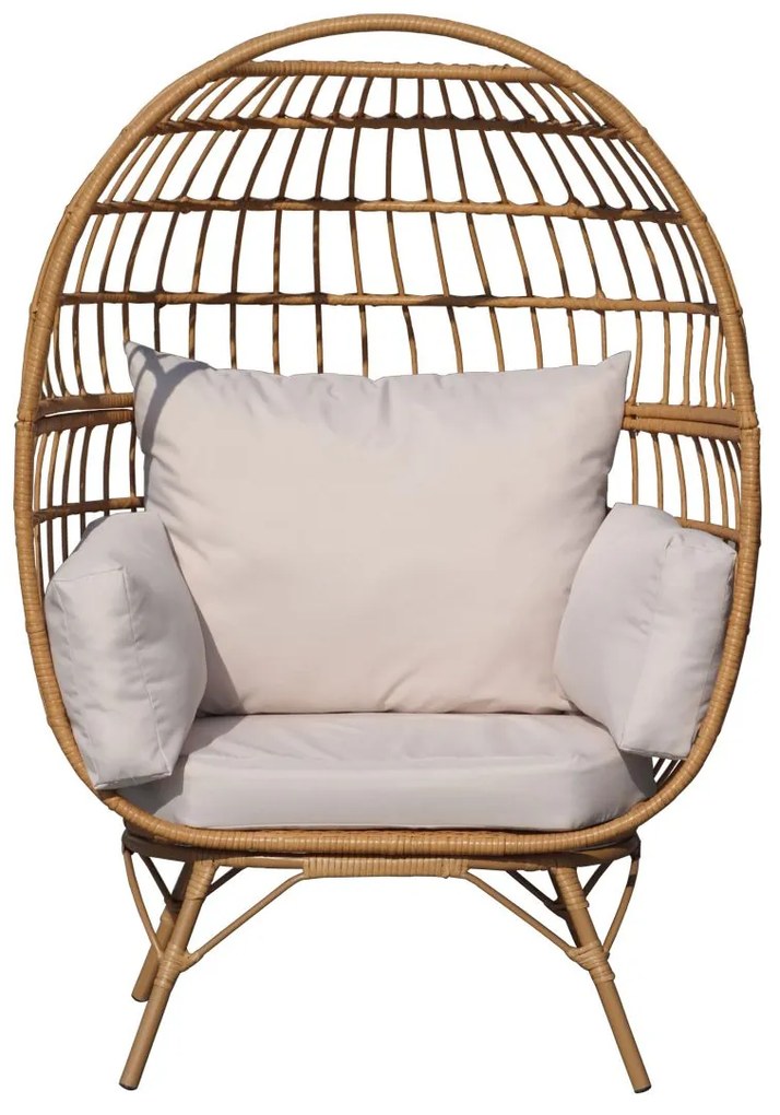 Πολυθρόνα Κήπου ArteLibre DAVEY Φυσικό Μέταλλο/Rattan 98x67x145cm-14510011