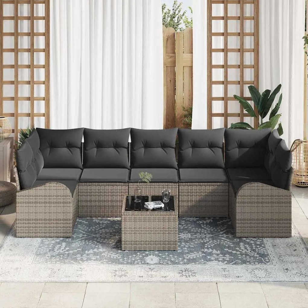 vidaXL Σετ Καναπέ Κήπου 8 pcs Γκρι 55 x 55 x 37 εκ συνθετικό ρατάν