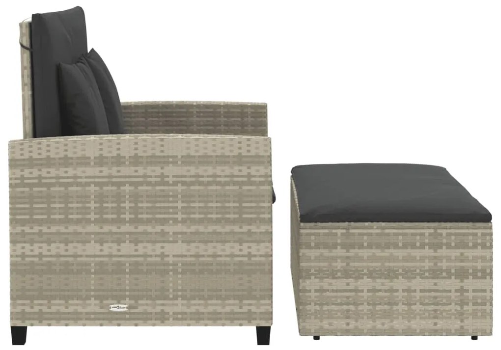 vidaXL Καναπές Κήπου Διθέσιος Αν. Γκρι από Συνθ. Ρατάν με Μαξιλάρια