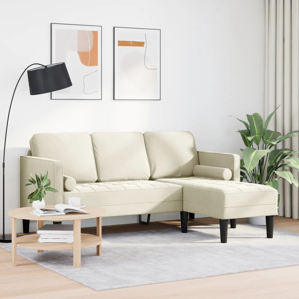 vidaXL καναπές L με σχήμα L κρεμ 173x131x67 εκ. βελούδο