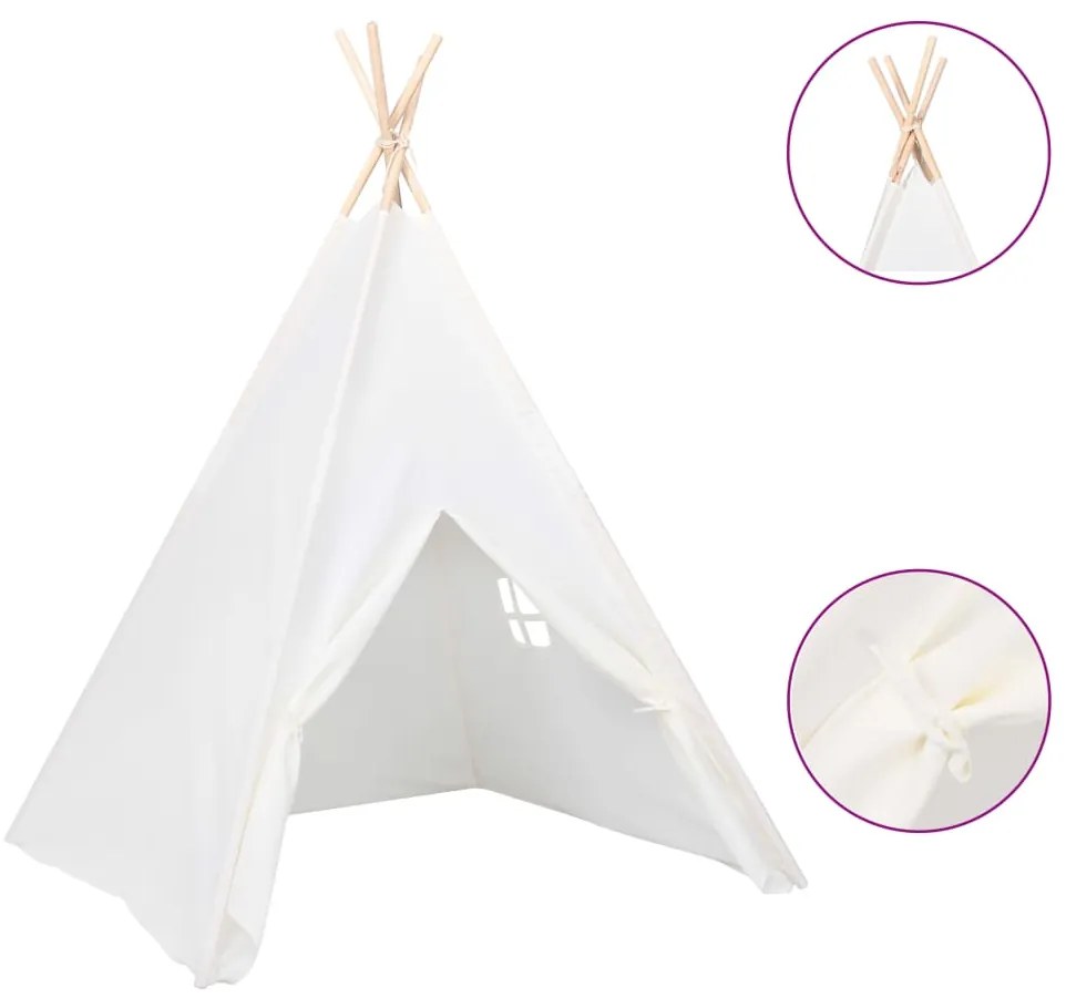 Σκηνή Teepee Παιδική Λευκή 120x120x150 εκ. Peach Skin με Σάκο - Λευκό