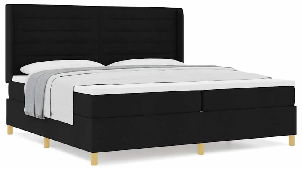 vidaXL Κρεβάτι με ελατήριο με στρώμα Μαύρο 200 x 200 cm ύφασμα