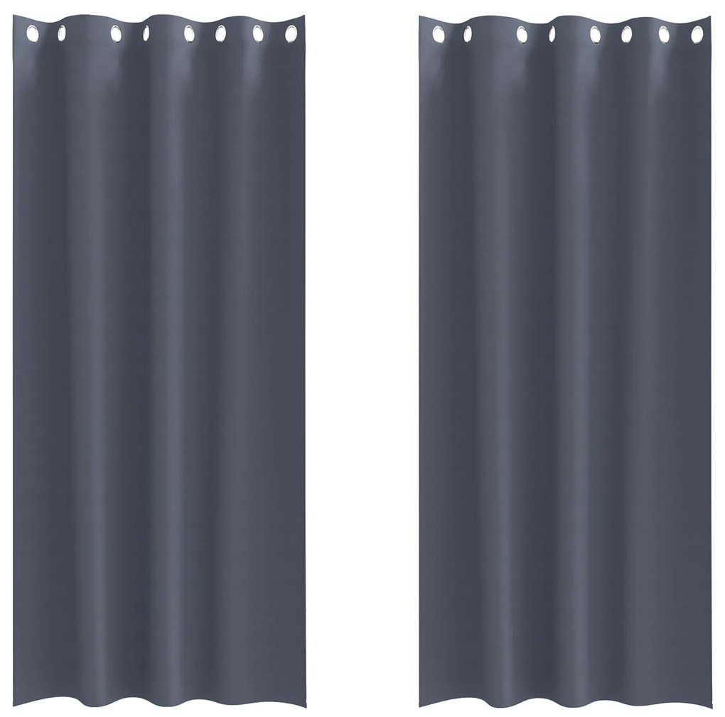 vidaXL Κουρτίνες με κουρτίνες 2 pcs Ανθρακί 225 x 140 εκ. Πολυεστέρας