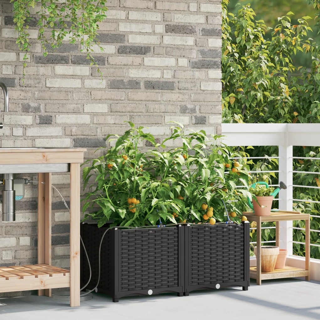 vidaXL Γλάστρες Κήπου 1 τεμ Μαύρο 80 x 40 x 37.5 cm Πλαστικό