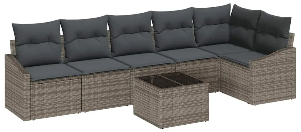 vidaXL Σετ Καναπέ Κήπου 7 pcs Γκρι Πολυ ράταν