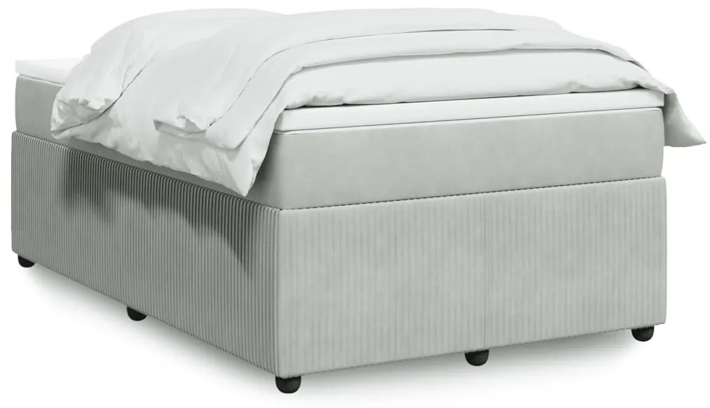 vidaXL Κρεβάτι Boxspring με Στρώμα Ανοιχτό Γκρι 120x190 εκ. Βελούδινο