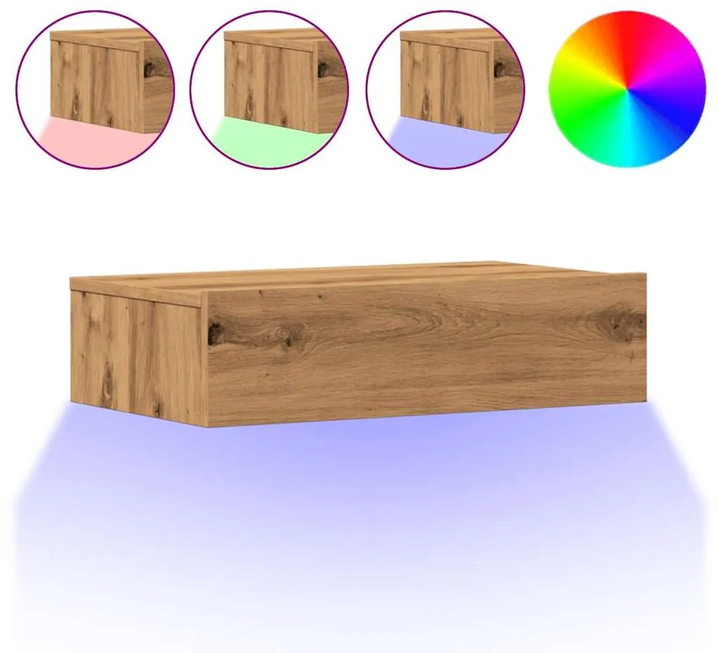 Σετ ντουλάπι τηλεόρασης 2 τεμαχίων με φώτα LED Artisan Oak 856346