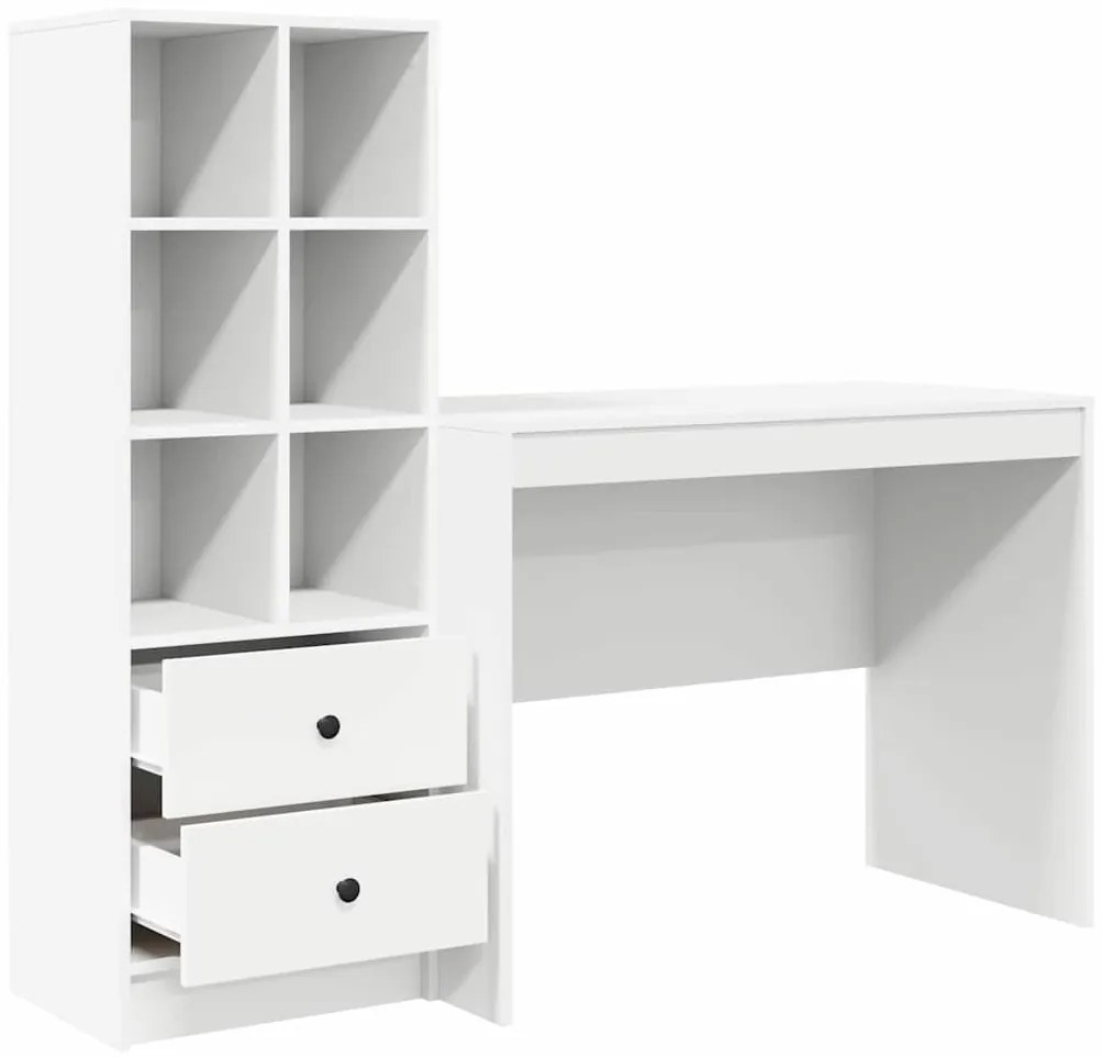 vidaXL Γραφείο με αποθηκευτικό χώρο 2 pcs Λευκό 100 x 50 x 76 εκ.