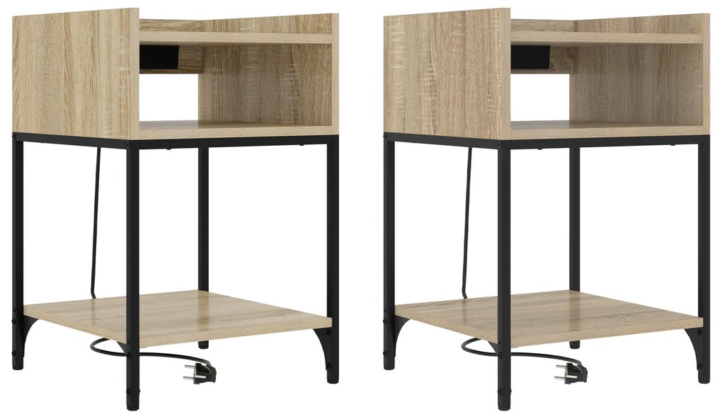 vidaXL Κουτιά Κρεβατοκάμαρας με ράφι 2 pcs Sonoma Δρυς 40 x 40 x 61 εκ