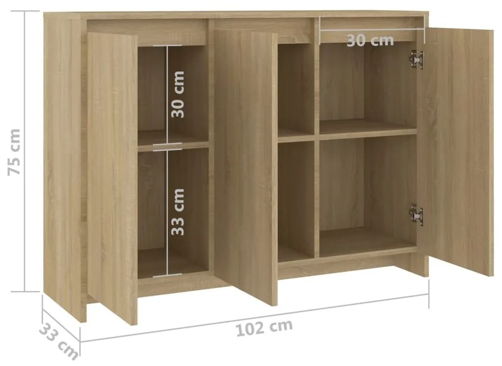 Μπουφές Sonoma Δρυς 102x33x75 εκ. Επεξεργασμένο Ξύλο - Μπεζ