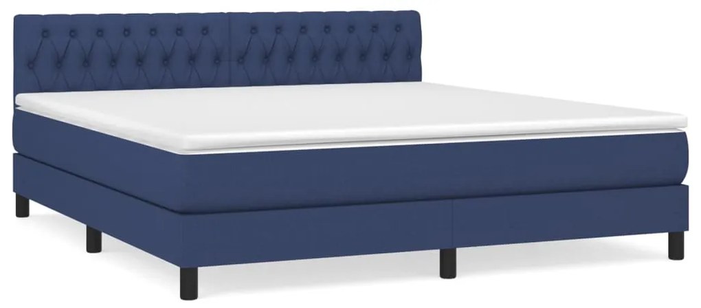 vidaXL Κρεβάτι Boxspring με Στρώμα Μπλε 180x200 εκ. Υφασμάτινο