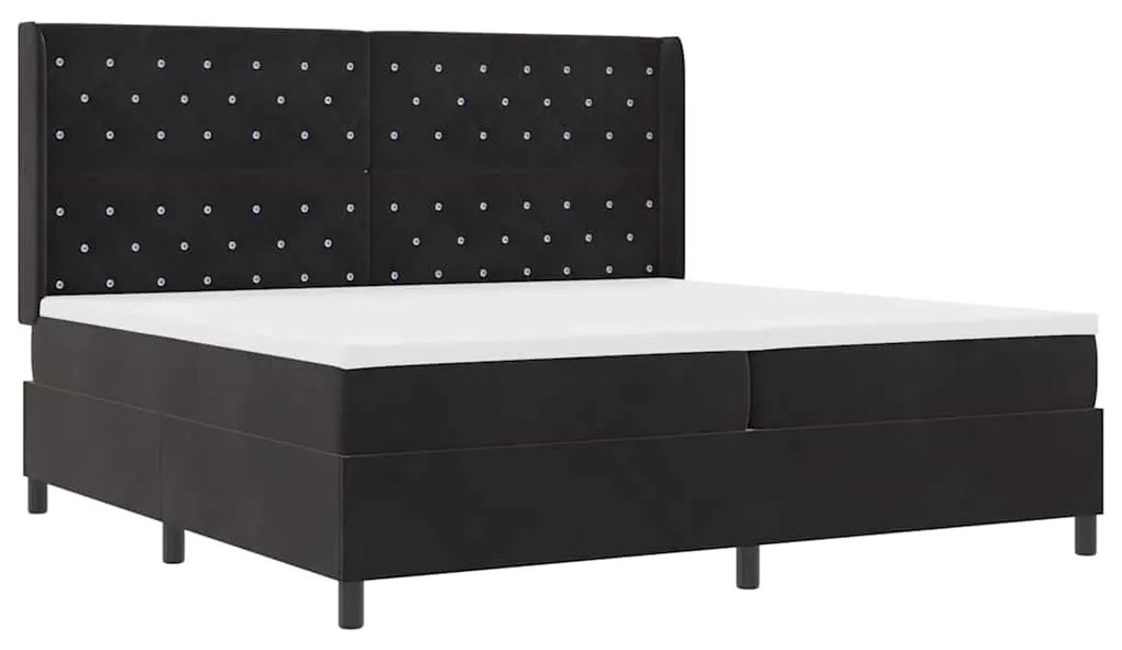 vidaXL Κρεβάτι Box Spring LED με Στρώμα Μαύρο 200 x 200 cm Βελούδο