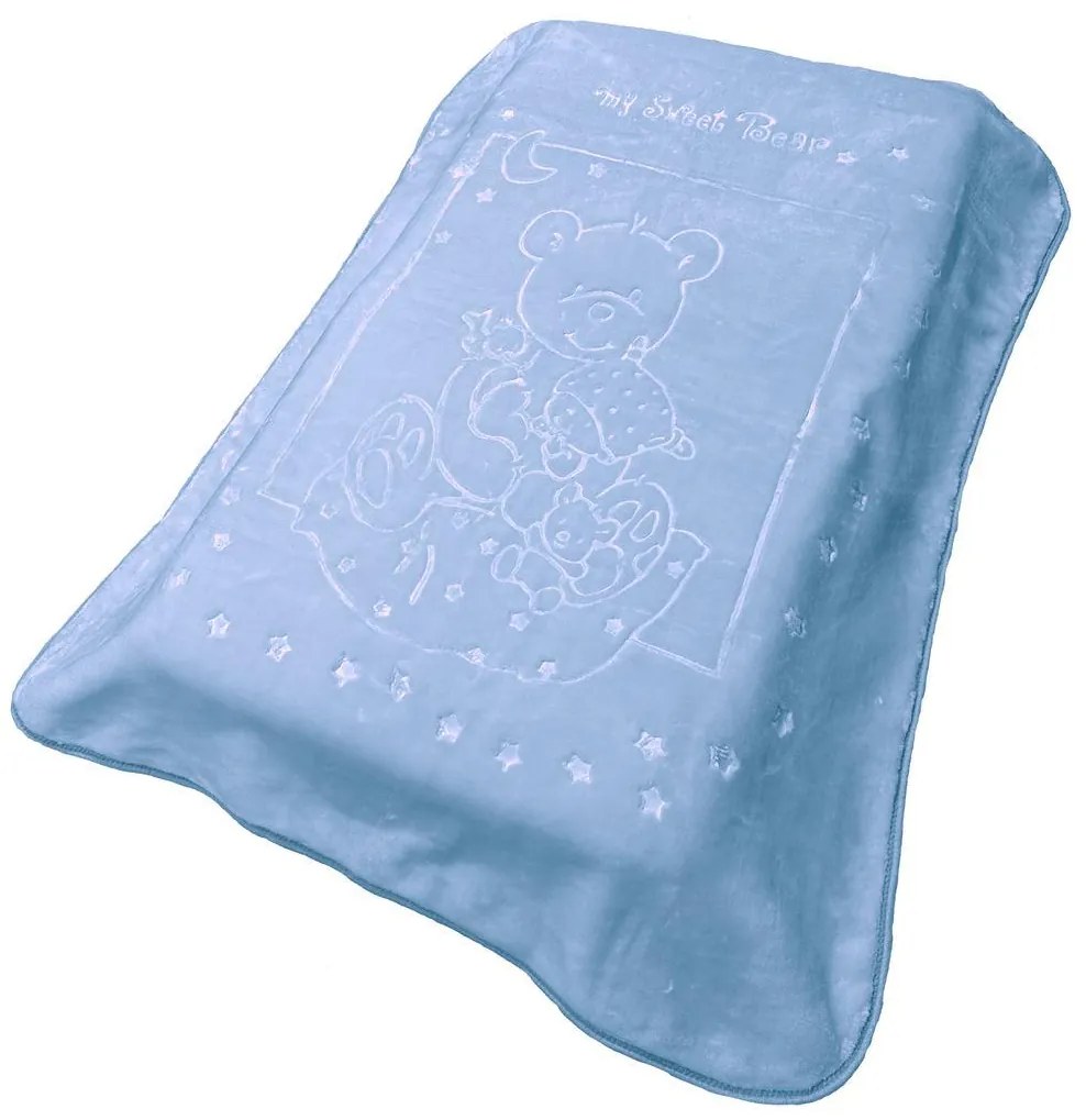 Κουβέρτα Κούνιας Βελουτέ Polyester 110x140εκ. Sweet Bear 11 Blue DimCol