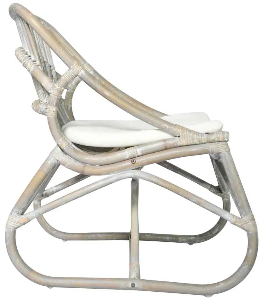 vidaXL Καρέκλα Γκρι από Ρατάν και Λινό Ύφασμα